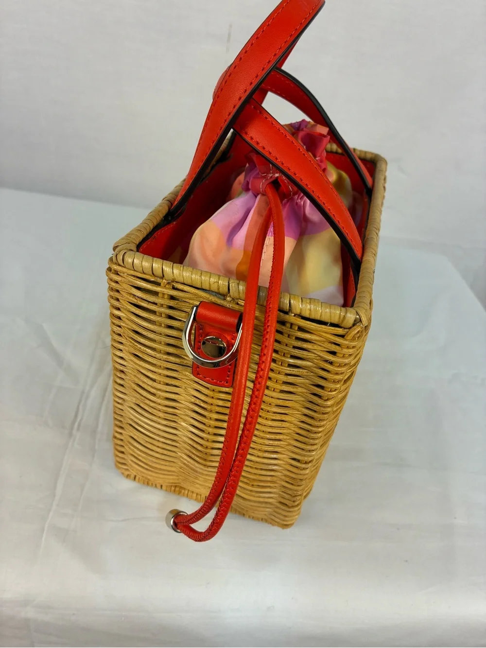 Kate Spade Sam Madras Plaid Wicker Mini Satchel